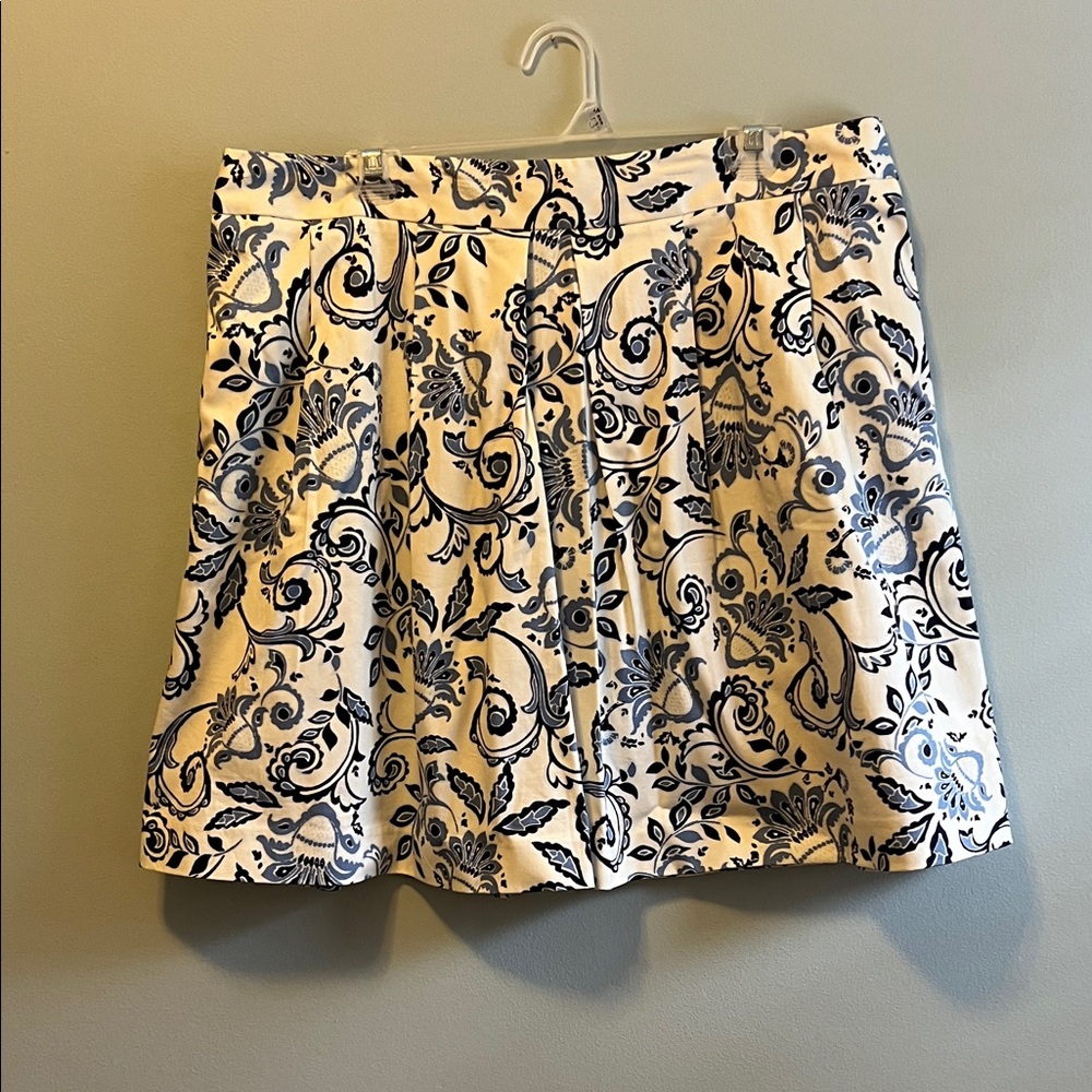 LOFT A-Line Skirt - Navy and Cream Floral